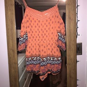 Forever 21 Off the shoulder orange romper